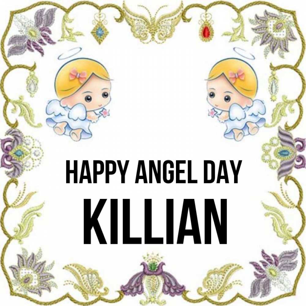 Greetings card с именем, Killian happy angel day маленькие ангелы с крылышками Greetings with text for free download 