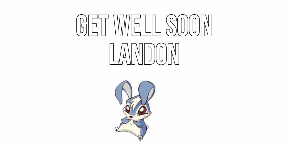 Greetings card с именем, Landon Get well soon серый заяц на открытке про выздоравление Greetings with text for free download 