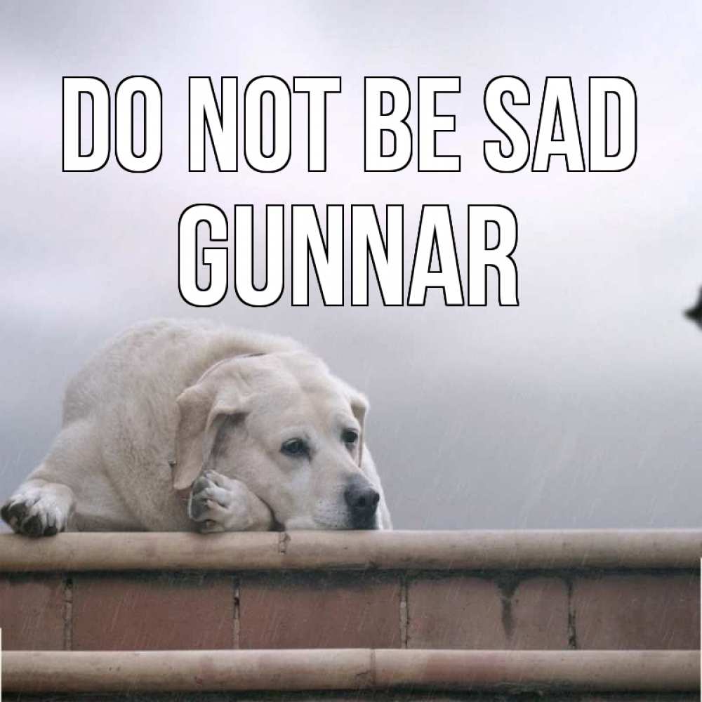 Greetings card с именем, Gunnar Do not be sad белый пес 1 Greetings with text for free download 