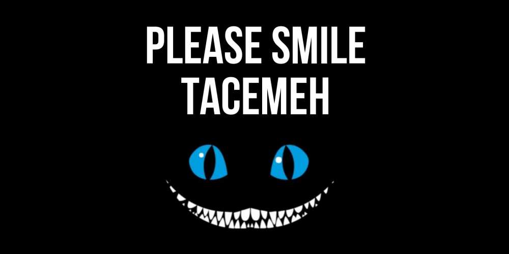 Greetings card с именем, ТАСЕМЕН Please smile кот улыбается Greetings with text for free download 