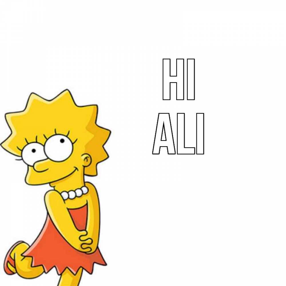Greetings card с именем, Ali Hi Симпсоны младшая Greetings with text for free download 
