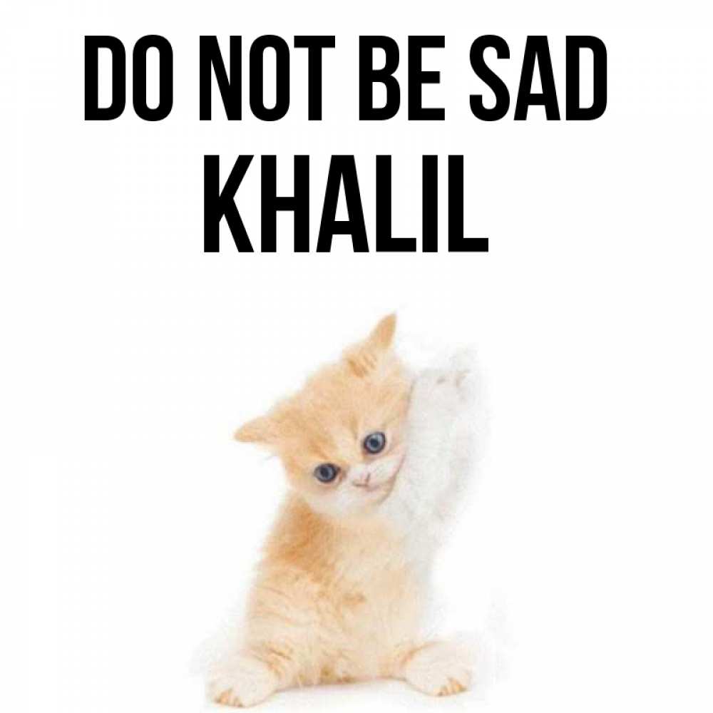 Greetings card с именем, Khalil Do not be sad просящий кот Greetings with text for free download 