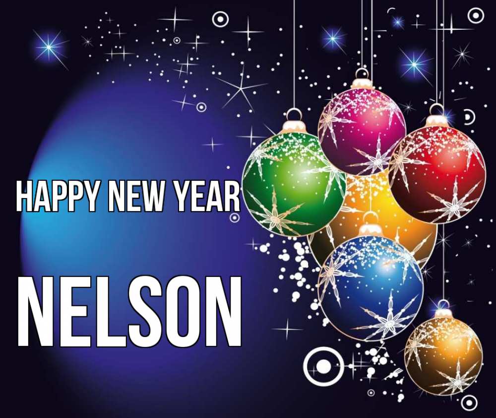Greetings card с именем, Nelson Happy New Year новый год Greetings with text for free download 