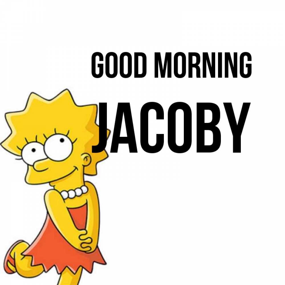 Greetings card с именем, Jacoby Good morning в платье и ожерелье Greetings with text for free download 