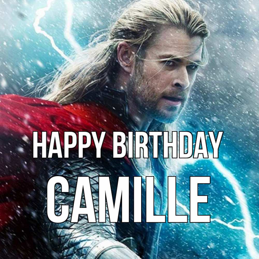 Greetings card с именем, Camille Happy Birthday марвел боги Greetings with text for free download 