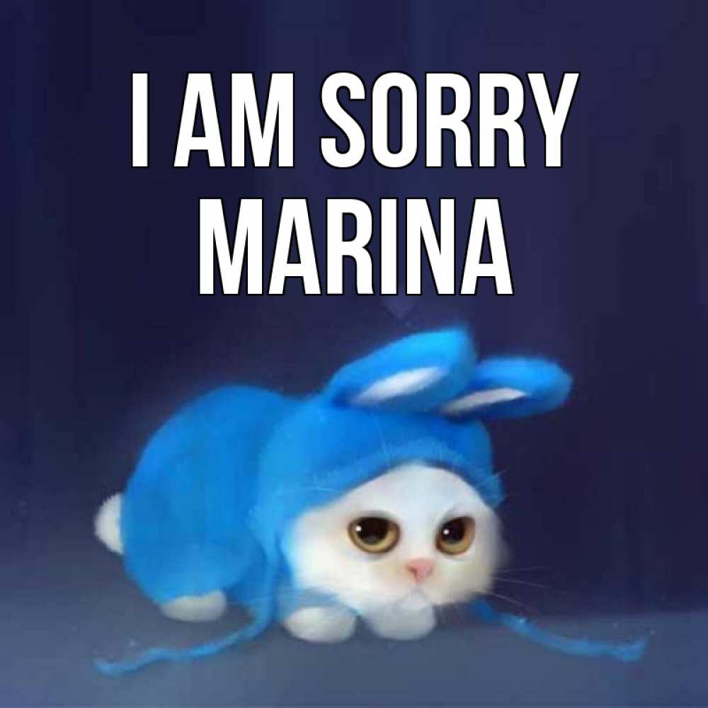 Greetings card с именем, Marina I am sorry невинный котозай просит прощения Greetings with text for free download 