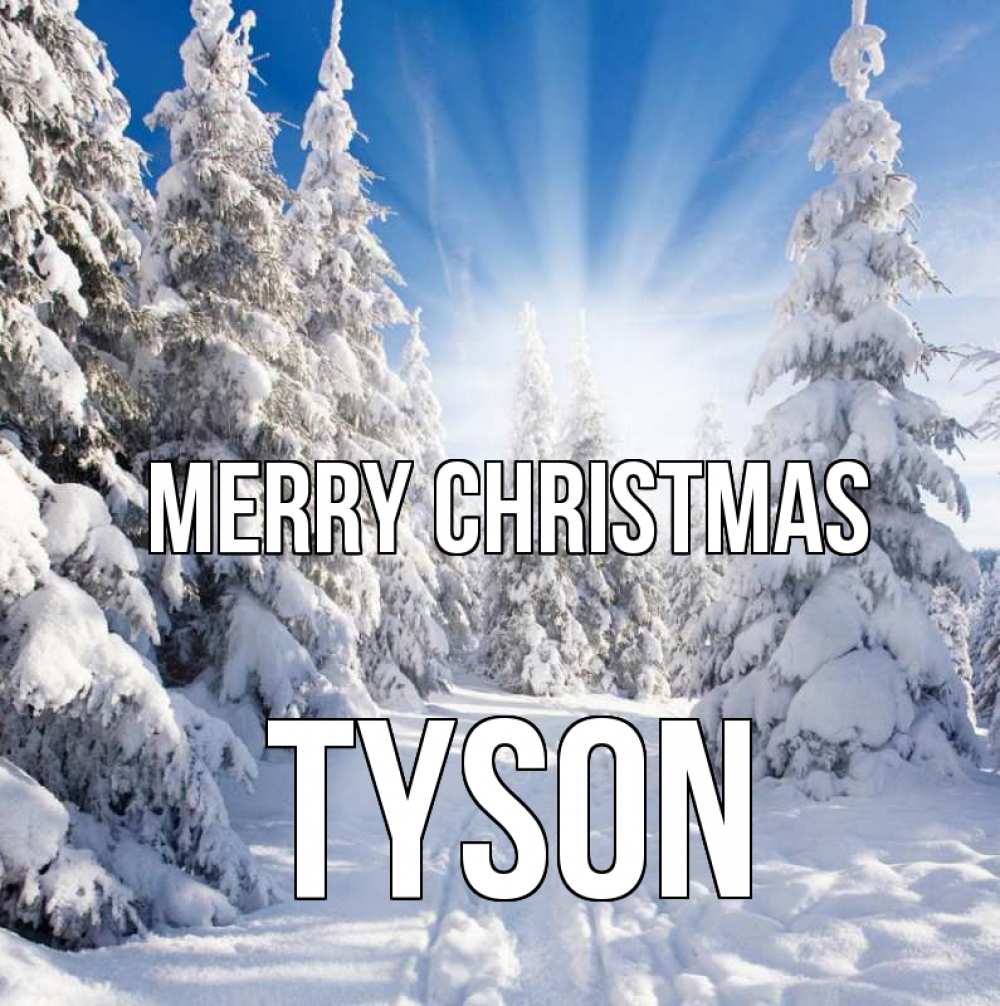 Greetings card с именем, Tyson Merry Christmas зима, лес Greetings with text for free download 
