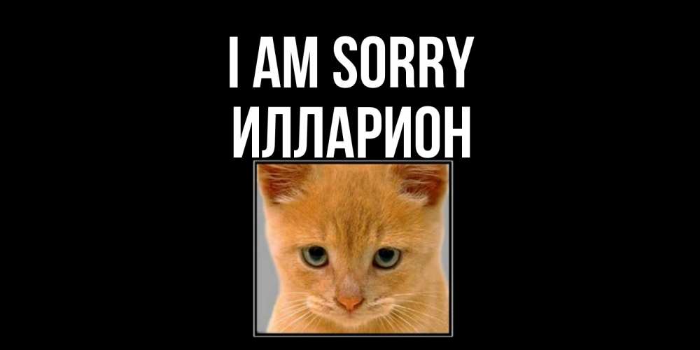 Greetings card с именем, Илларион I am sorry рыжий грустный кот просит прощения Greetings with text for free download 