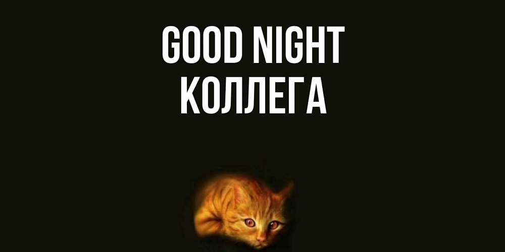 Greetings card с именем, Коллега Good night кот Greetings with text for free download 