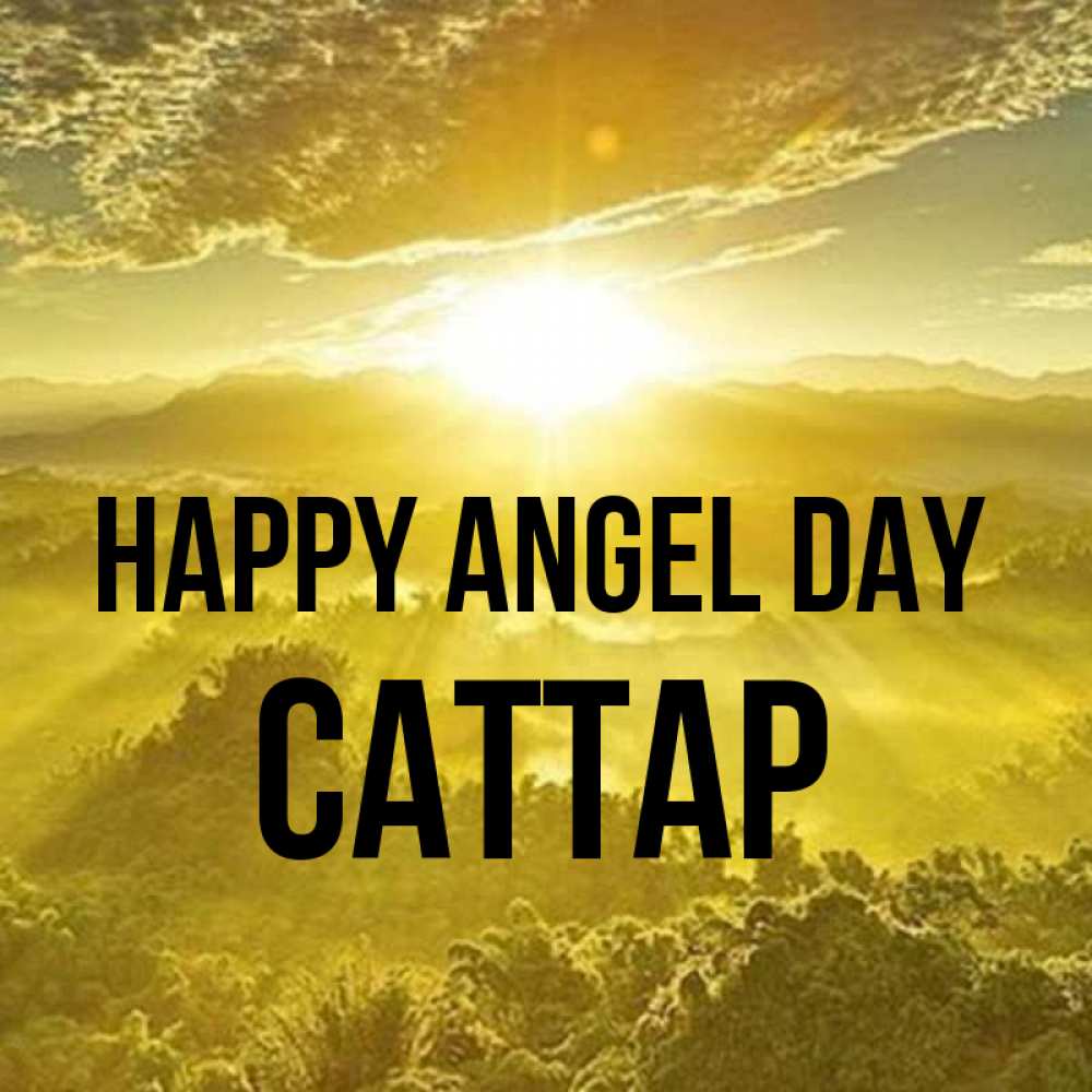 Greetings card с именем, САТТАР happy angel day леса и небо в желтом Greetings with text for free download 