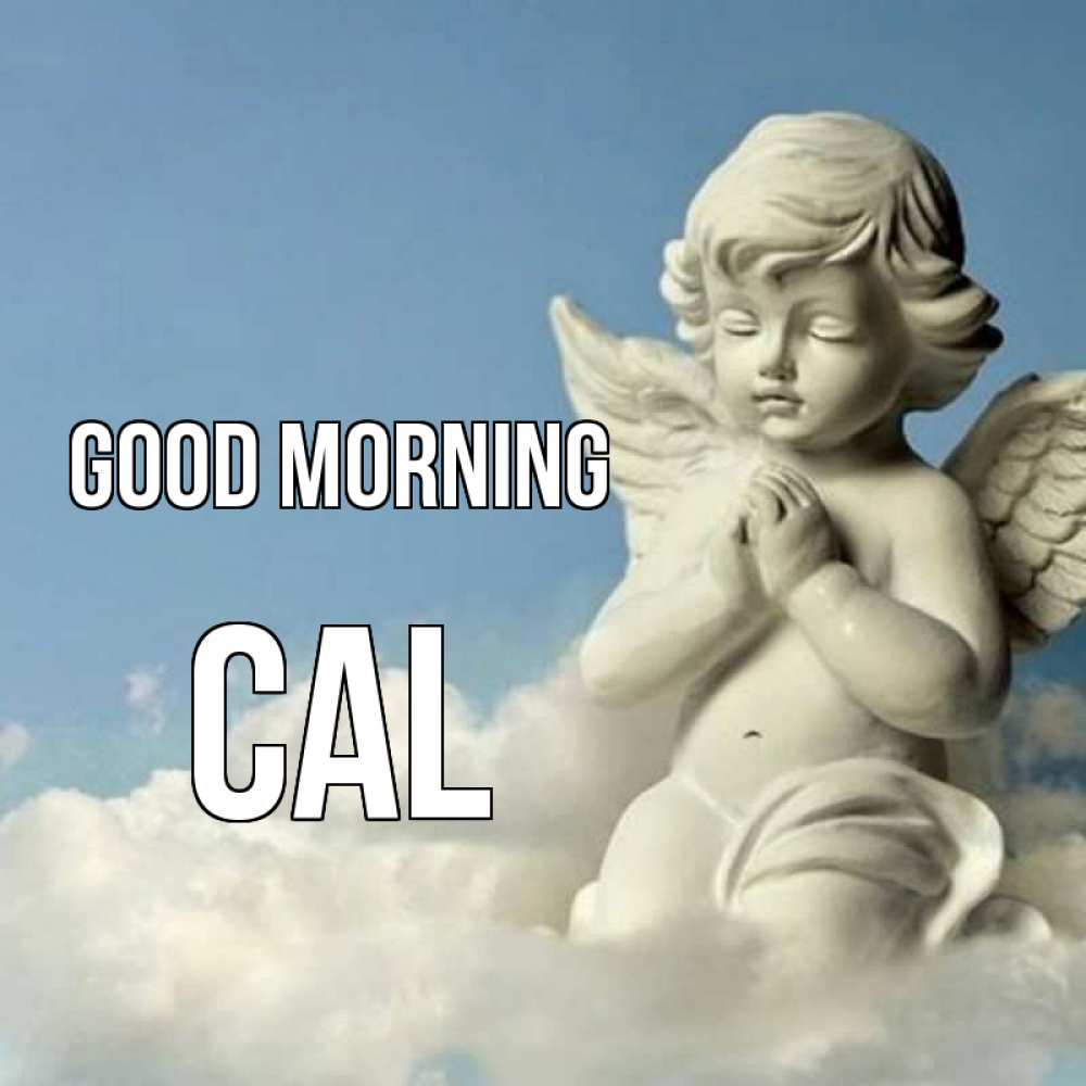 Greetings card с именем, Cal Good morning скульптура ангела сидящего на облаке Greetings with text for free download 