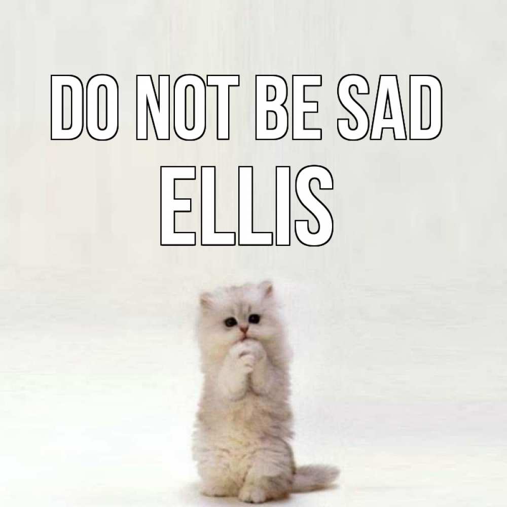 Greetings card с именем, Ellis Do not be sad грустный кот Greetings with text for free download 