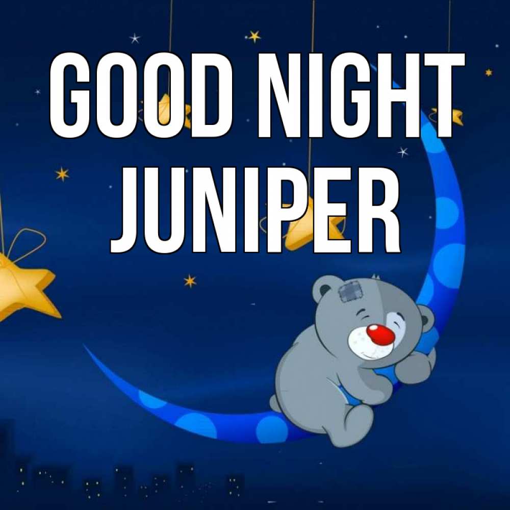 Greetings card с именем, Juniper Good night над городом Greetings with text for free download 
