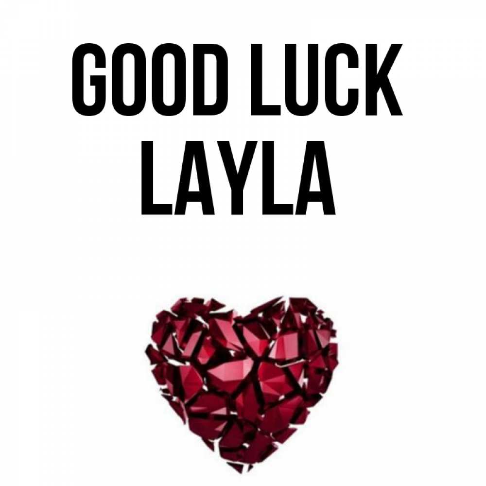 Greetings card с именем, Layla Good luck бордовое из кристаллов  1 Greetings with text for free download 