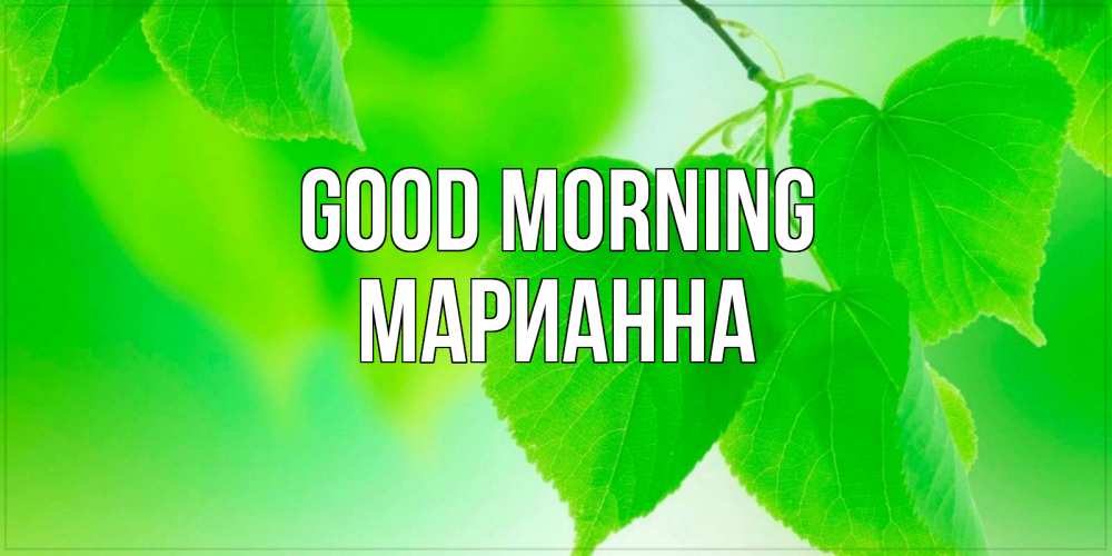 Greetings card с именем, Марианна Good morning доброе утро с березовыми листьями Greetings with text for free download 