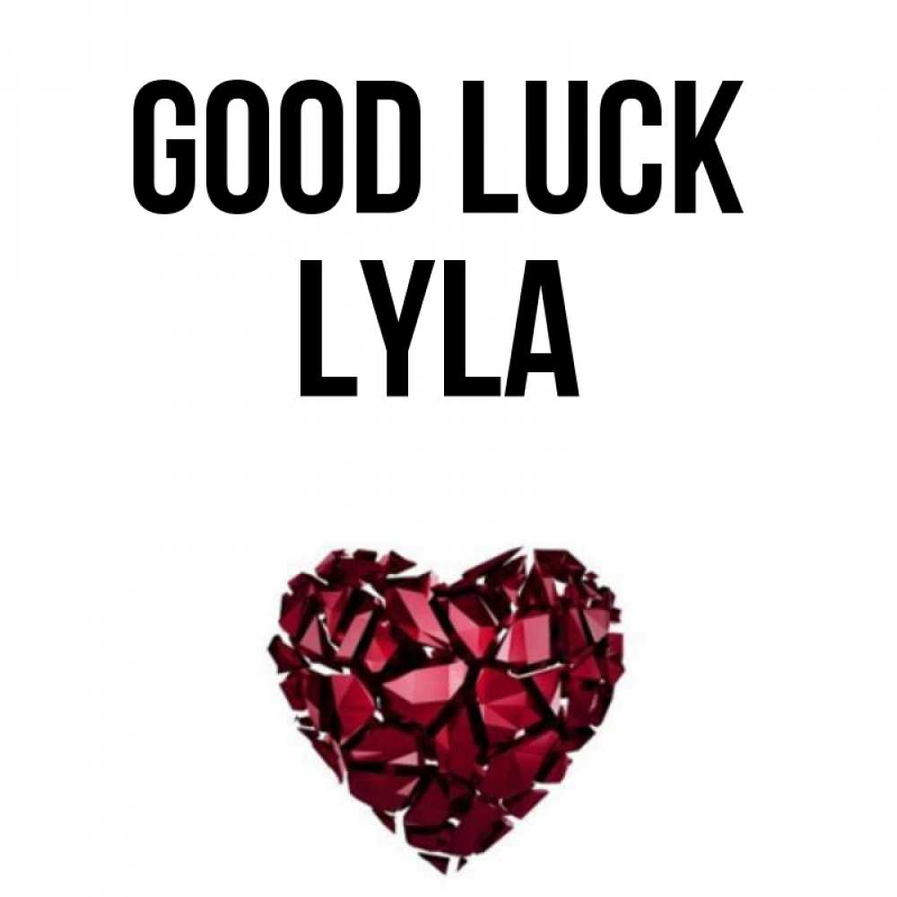 Greetings card с именем, Lyla Good luck бордовое из кристаллов  1 Greetings with text for free download 
