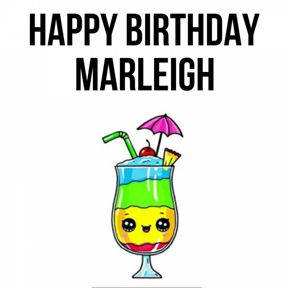 Greetings card с именем, Marleigh Happy Birthday с зонтиком Greetings with text for free download 
