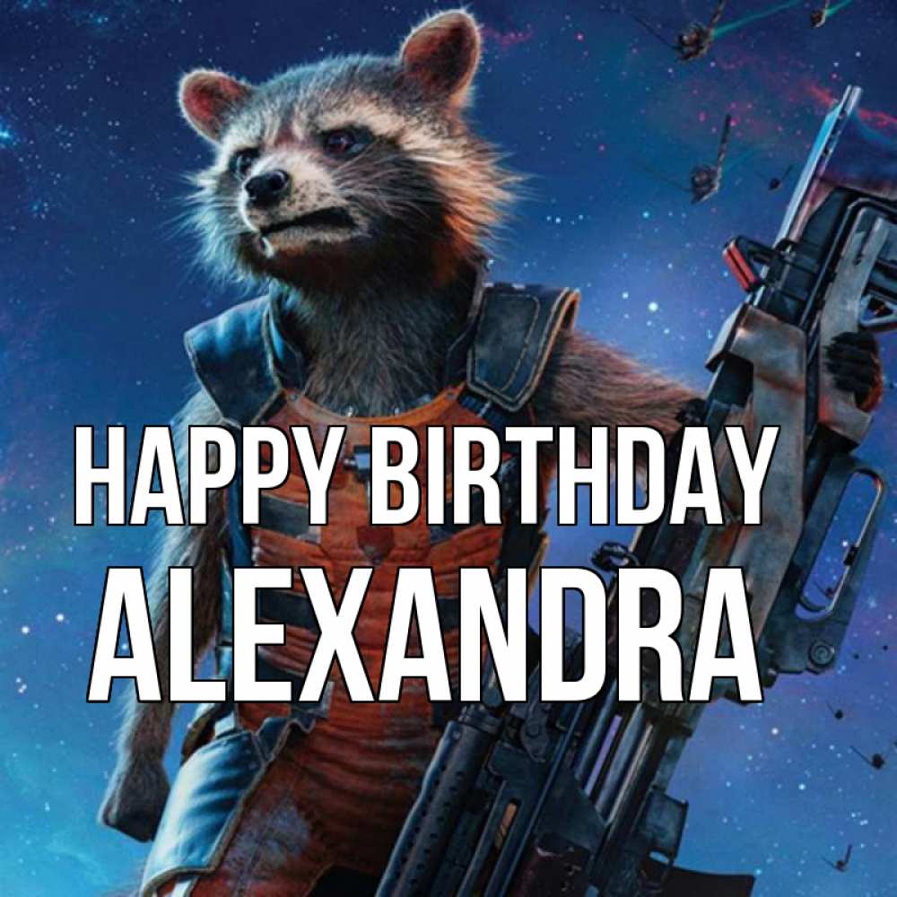 Greetings card с именем, Alexandra Happy Birthday реактивный Рокета Greetings with text for free download 