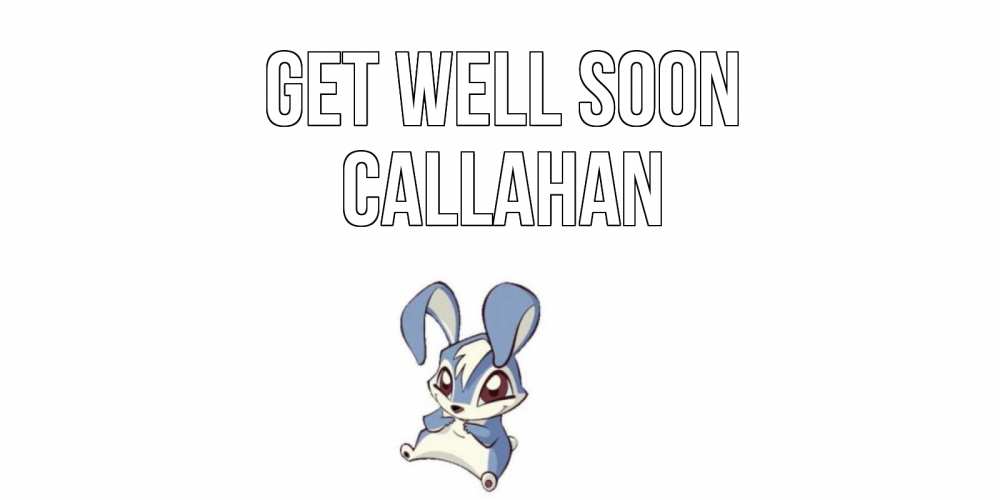 Greetings card с именем, Callahan Get well soon серый заяц на открытке про выздоравление Greetings with text for free download 