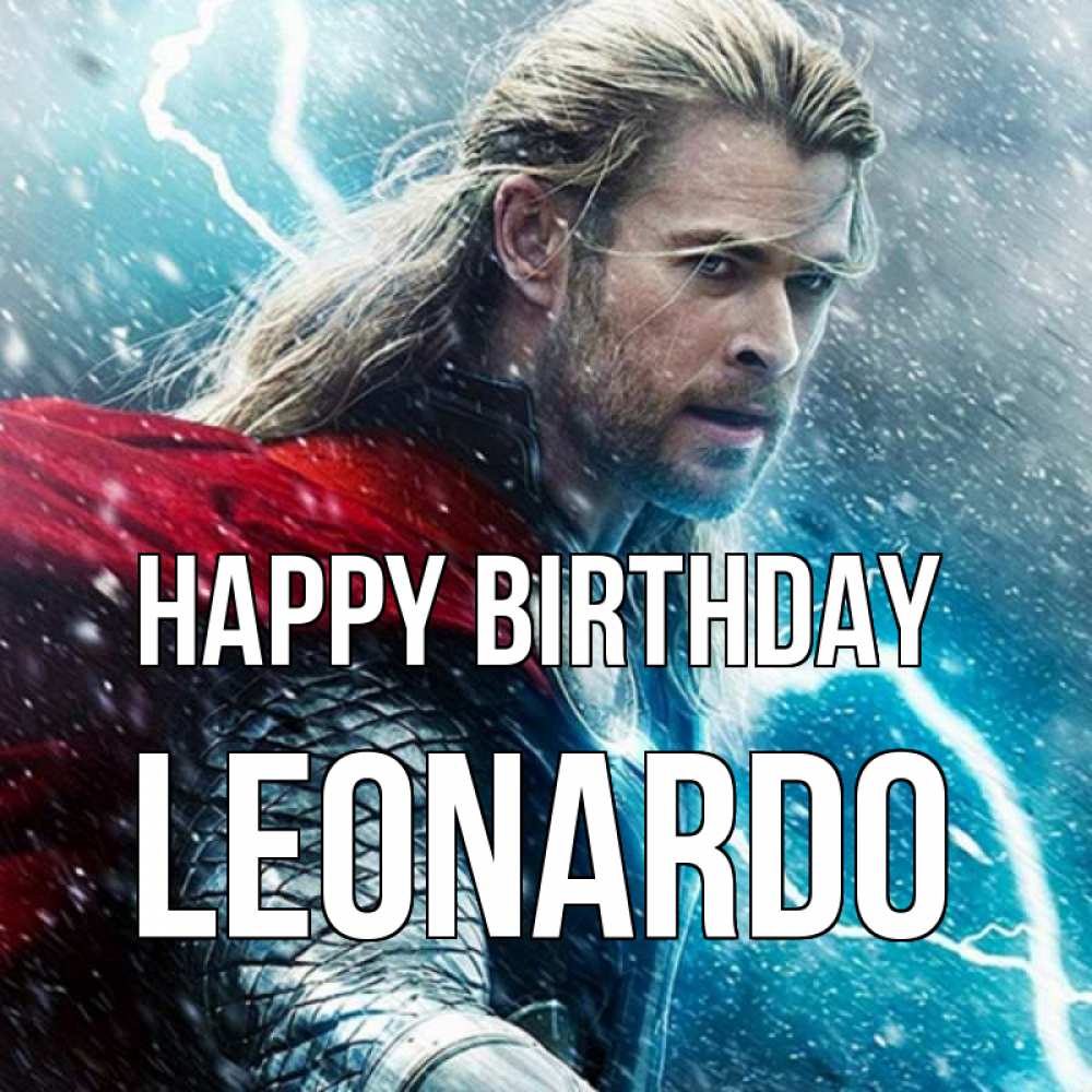 Greetings card с именем, Leonardo Happy Birthday марвел боги Greetings with text for free download 