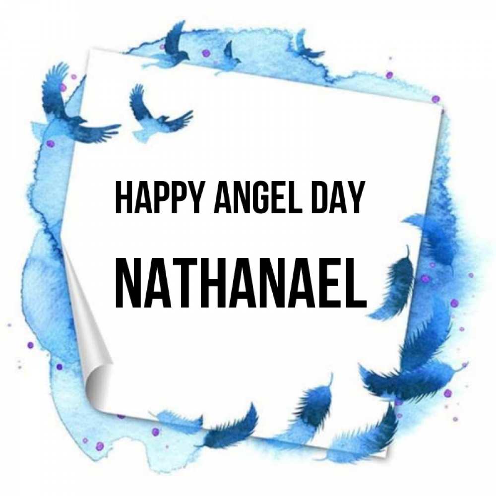 Greetings card с именем, Nathanael happy angel day красивые птицы летят Greetings with text for free download 