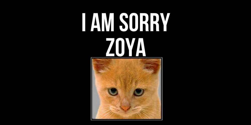 Greetings card с именем, Zoya I am sorry рыжий грустный кот просит прощения Greetings with text for free download 
