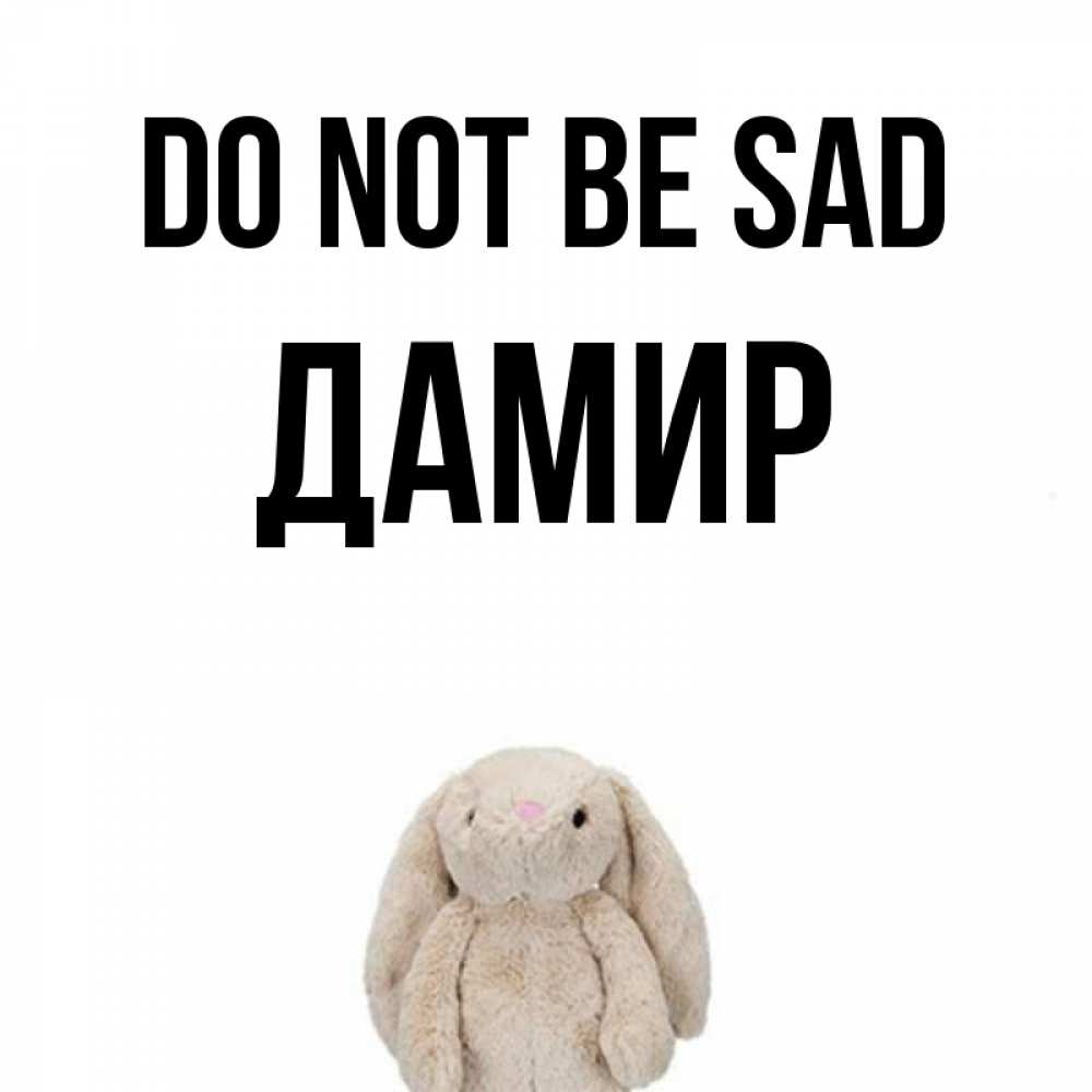 Greetings card с именем, Дамир Do not be sad детская игрушка зайчика Greetings with text for free download 