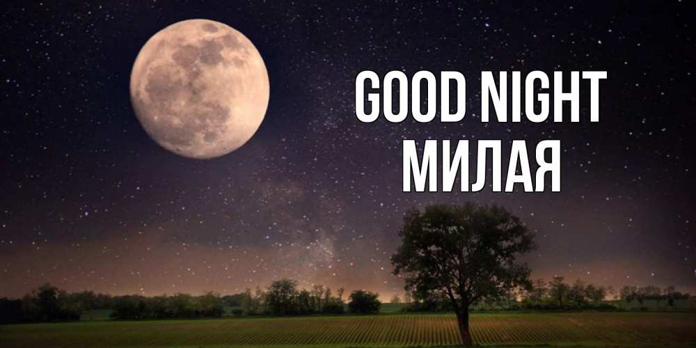 Greetings card с именем, Милая Good night ночные открытки с луной Greetings with text for free download 