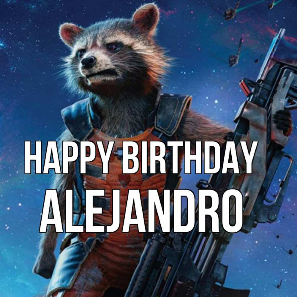 Greetings card с именем, Alejandro Happy Birthday реактивный Рокета Greetings with text for free download 