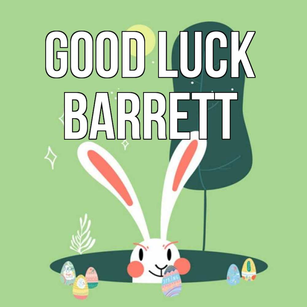 Greetings card с именем, Barrett Good luck заяц Greetings with text for free download 