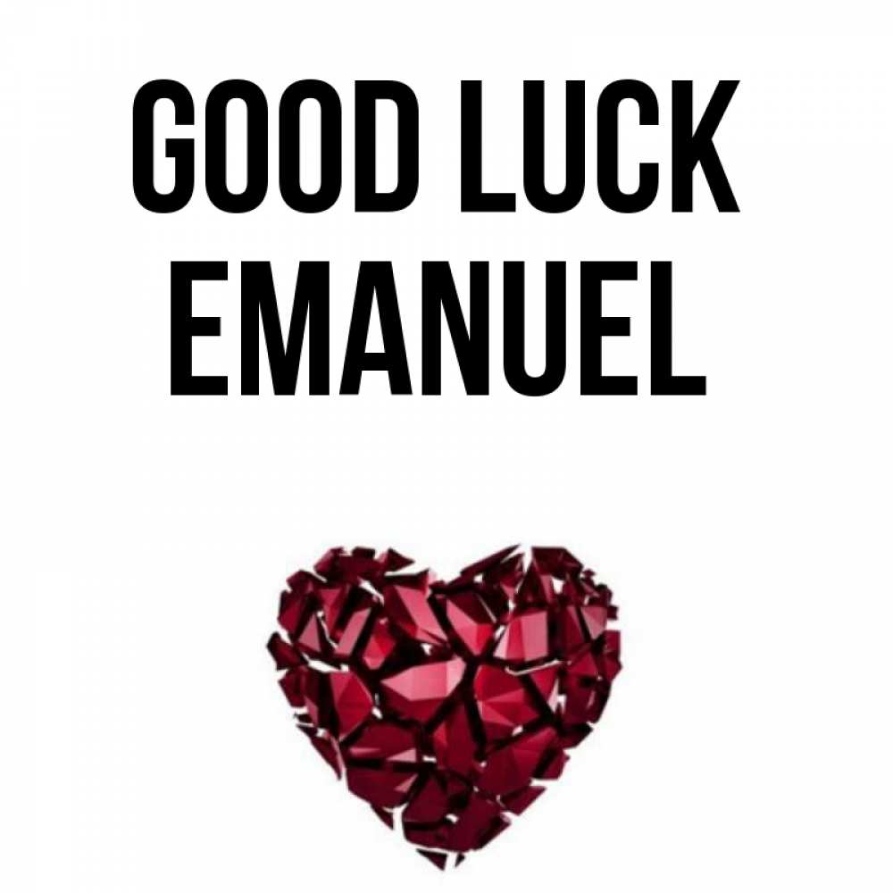 Greetings card с именем, Emanuel Good luck бордовое из кристаллов  1 Greetings with text for free download 