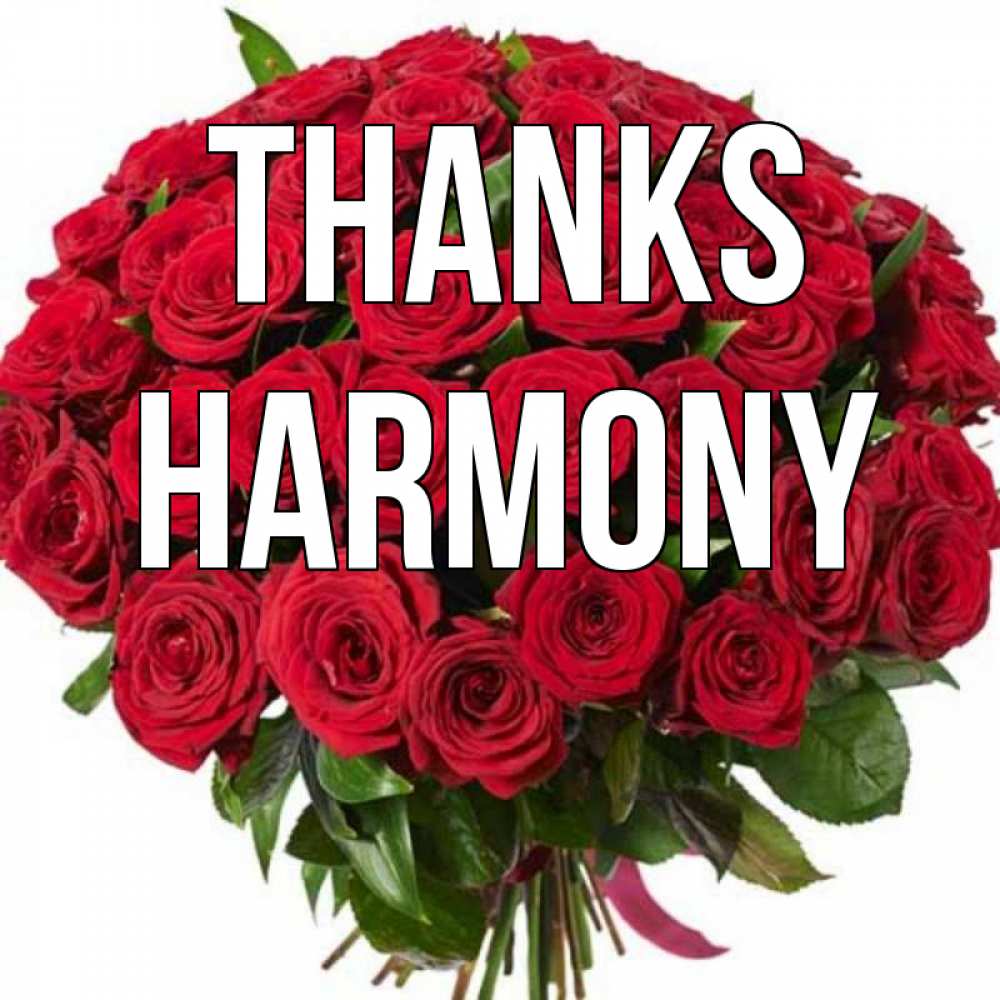 Greetings card с именем, Harmony Thanks букет красных роз Greetings with text for free download 