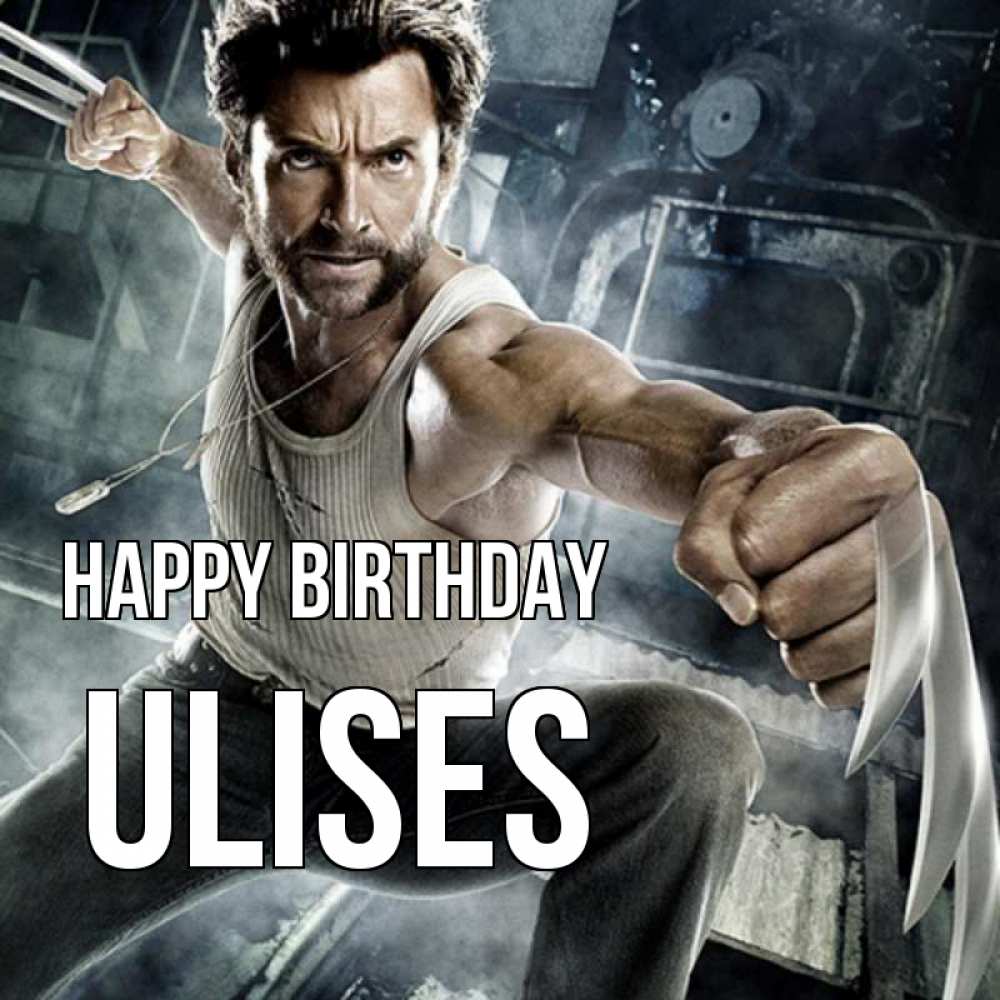 Greetings card с именем, Ulises Happy Birthday супергерой в ярости Greetings with text for free download 