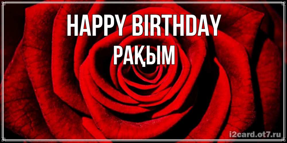 Greetings card с именем, РАҚЫМ Happy Birthday алая роза Greetings with text for free download 