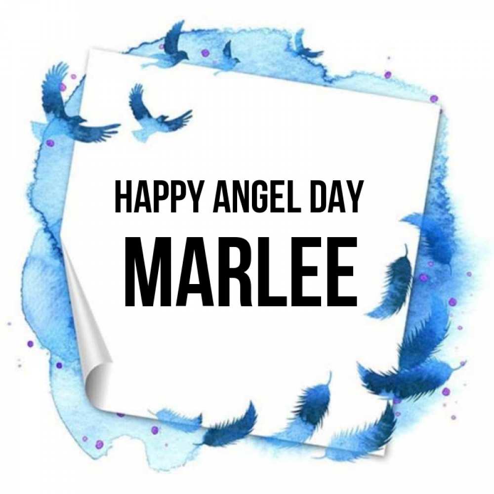 Greetings card с именем, Marlee happy angel day красивые птицы летят Greetings with text for free download 