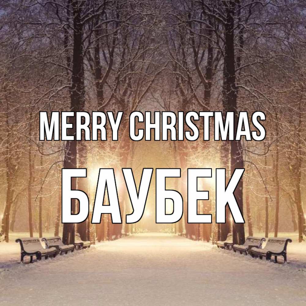 Greetings card с именем, Баубек Merry Christmas зима, парк, фонарь, лес Greetings with text for free download 
