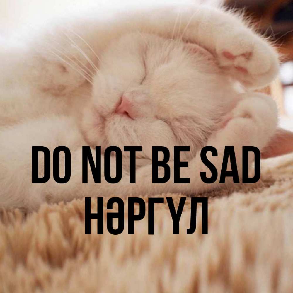 Greetings card с именем, НӘРГҮЛ Do not be sad Котенок спит Greetings with text for free download 
