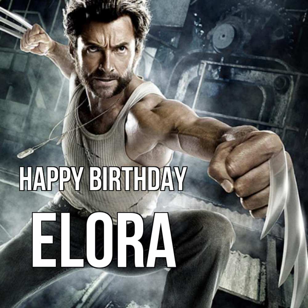 Greetings card с именем, Elora Happy Birthday супергерой в ярости Greetings with text for free download 