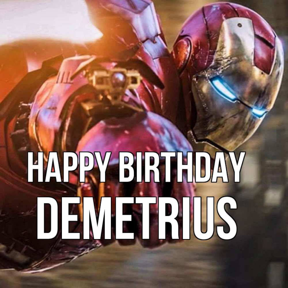 Greetings card с именем, Demetrius Happy Birthday марвел супергерои в костюме Greetings with text for free download 