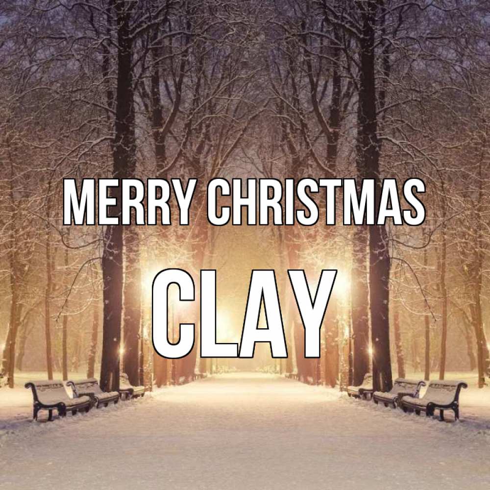 Greetings card с именем, Clay Merry Christmas зима, парк, фонарь, лес Greetings with text for free download 