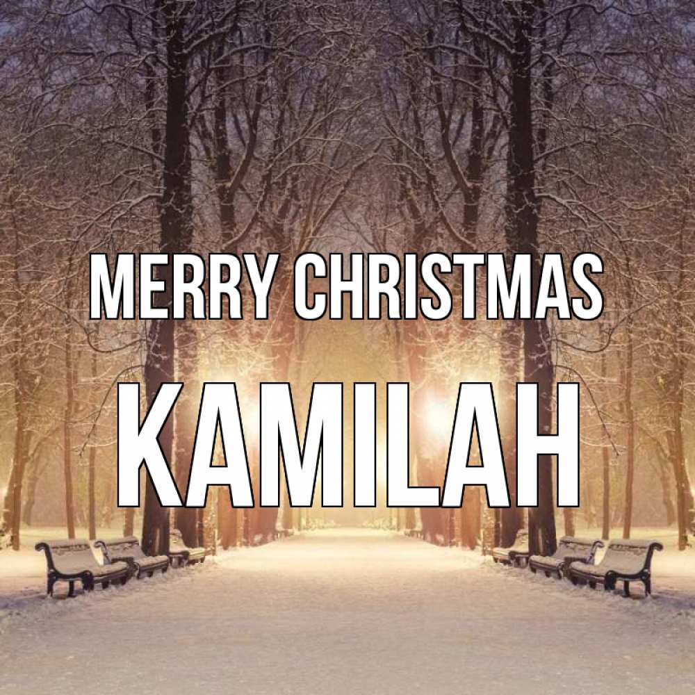 Greetings card с именем, Kamilah Merry Christmas зима, парк, фонарь, лес Greetings with text for free download 