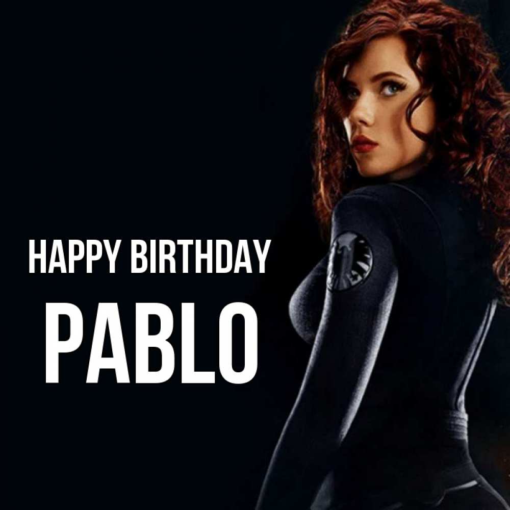 Greetings card с именем, Pablo Happy Birthday Марвел черная вдова Greetings with text for free download 
