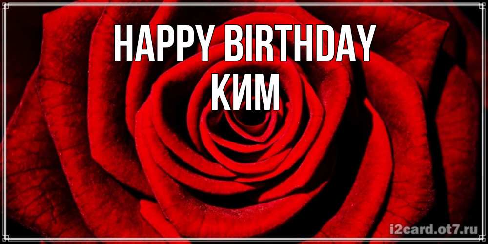 Greetings card с именем, Ким Happy Birthday алая роза Greetings with text for free download 