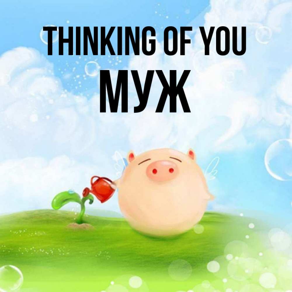 Greetings card с именем, Муж Thinking of you позитивная свинюшка Greetings with text for free download 