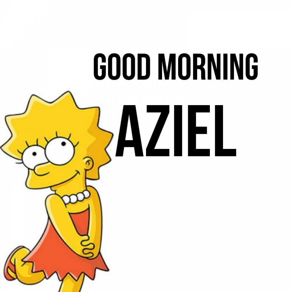 Greetings card с именем, Aziel Good morning в платье и ожерелье Greetings with text for free download 