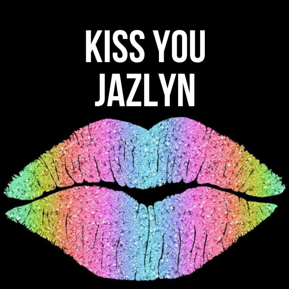 Greetings card с именем, Jazlyn Kiss you след от губ на черном фоне Greetings with text for free download 