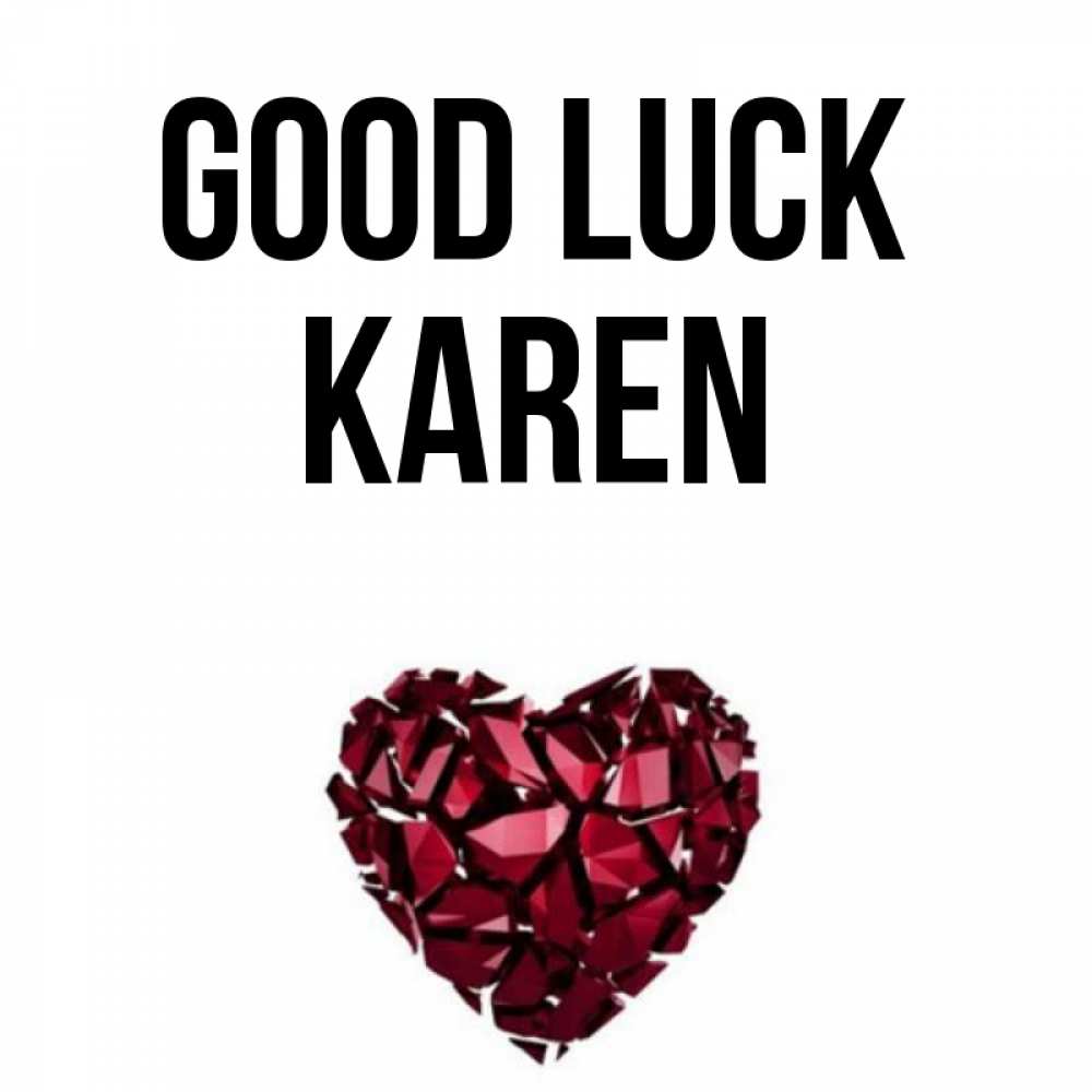 Greetings card с именем, Karen Good luck бордовое из кристаллов  1 Greetings with text for free download 