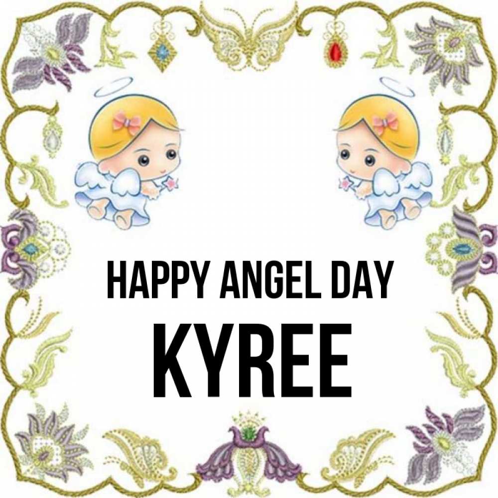Greetings card с именем, Kyree happy angel day маленькие ангелы с крылышками Greetings with text for free download 