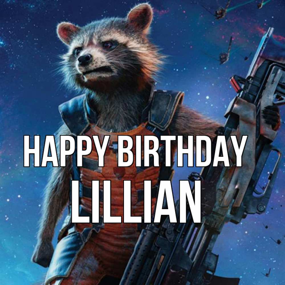 Greetings card с именем, Lillian Happy Birthday реактивный Рокета Greetings with text for free download 