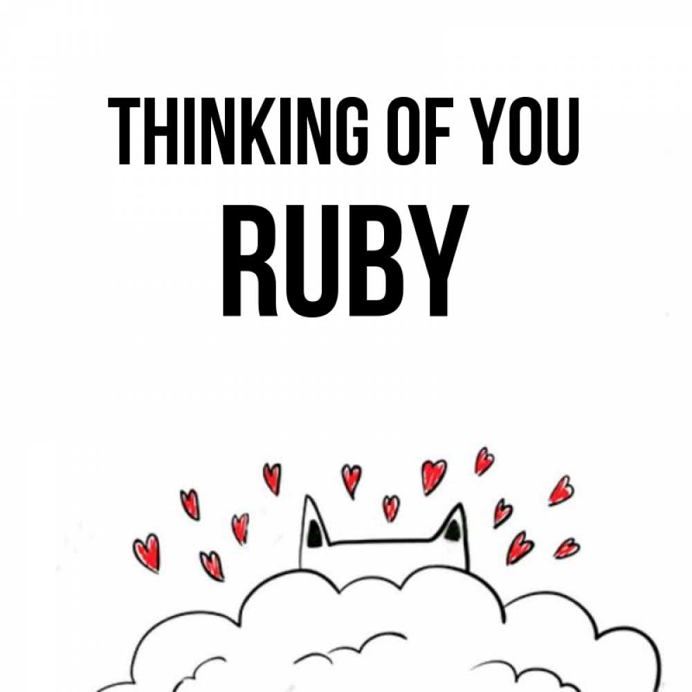 Greetings card с именем, Ruby Thinking of you кот за облаком Greetings with text for free download 